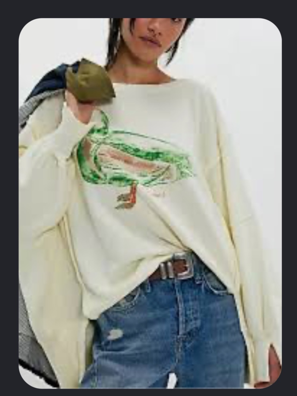 Free People Camden Mallard Duck Graphic Sweatshirt